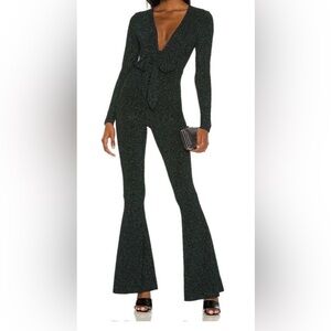 Show Me Your MuMu Martina Festive One-Piece Shimmering Emerald Green Jumpsuit L